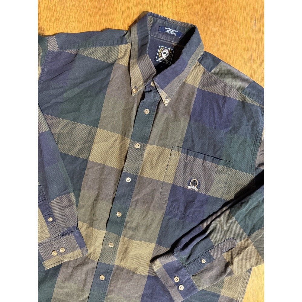 Vintage Cinch Classic Shirt L Plaid Heavy Cotton Button Down Crest Logo Mexico